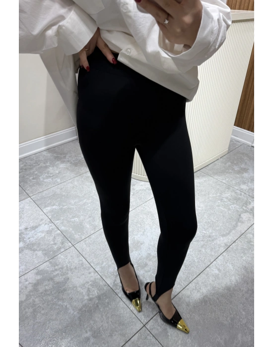 Paça Detaylı Tayt Siyah