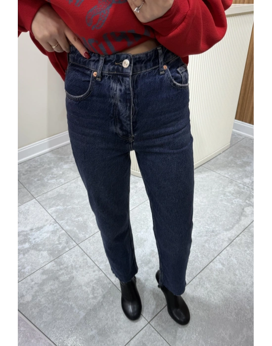 Kesik Paça Straight Jean Lacivert