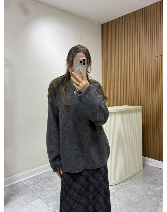 Bisiklet Yaka Kazak Antrasit