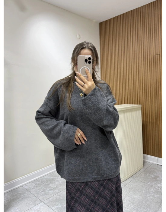 Bisiklet Yaka Kazak Antrasit