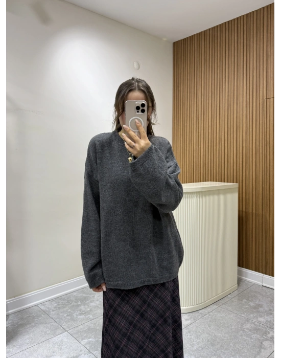 Bisiklet Yaka Kazak Antrasit