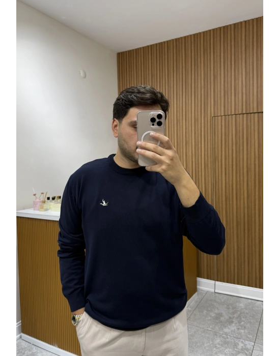 Bisiklet Yaka Marka Model Triko Kazak Lacivert