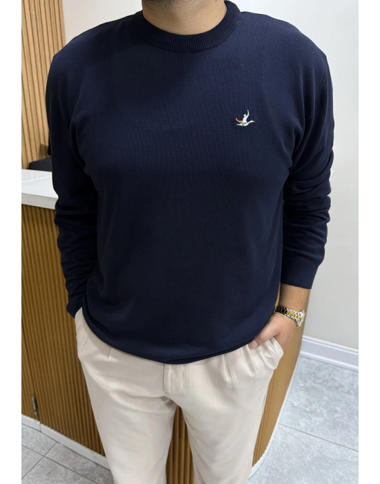 Bisiklet Yaka Marka Model Triko Kazak Lacivert