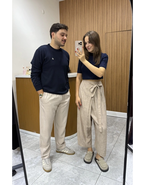 Bisiklet Yaka Marka Model Triko Kazak Lacivert