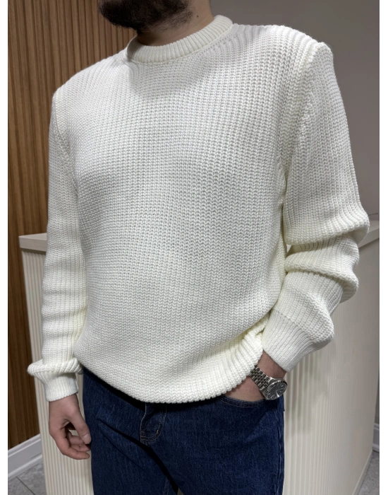 Bisiklet Yaka Triko Beyaz