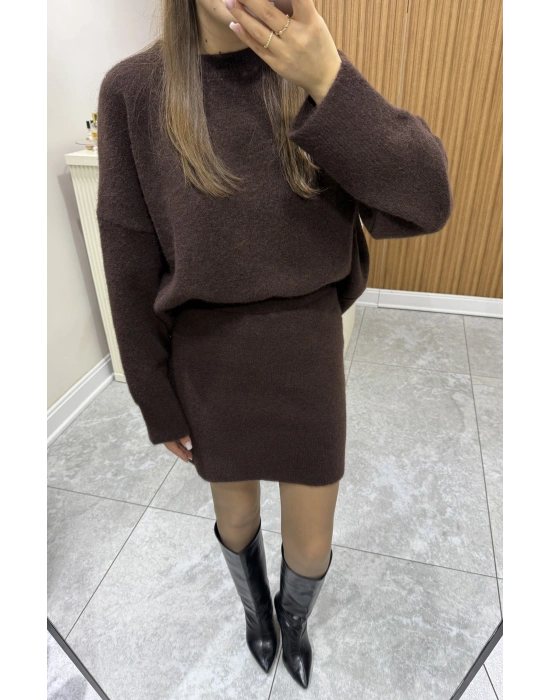 Etekli Triko Takım Kahve