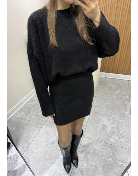 Etekli Triko Takım Siyah