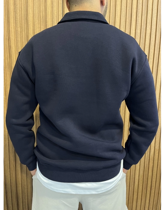 Fermuarlı Sweat Lacivert