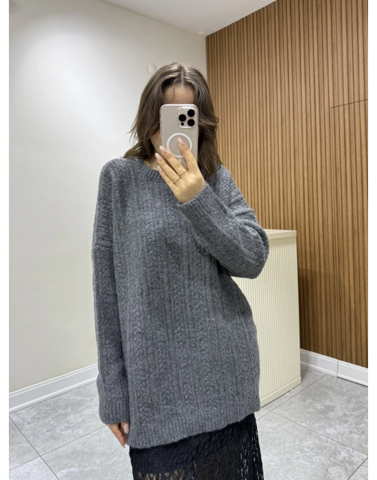 Hasır Örgü Salaş Kazak Antrasit