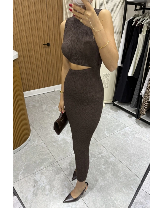 Kahve Bel Dekolteli Marka Model Elbise
