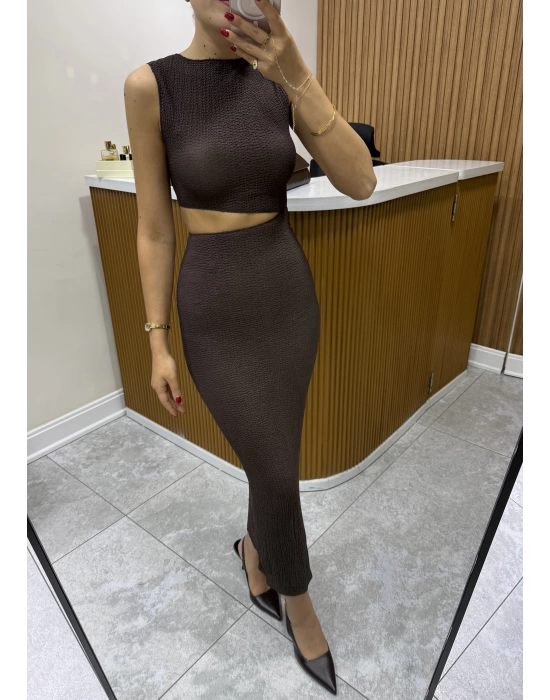 Kahve Bel Dekolteli Marka Model Elbise