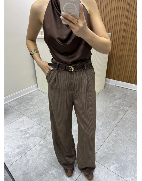 Kemerli Kadife Pantolon Kahve