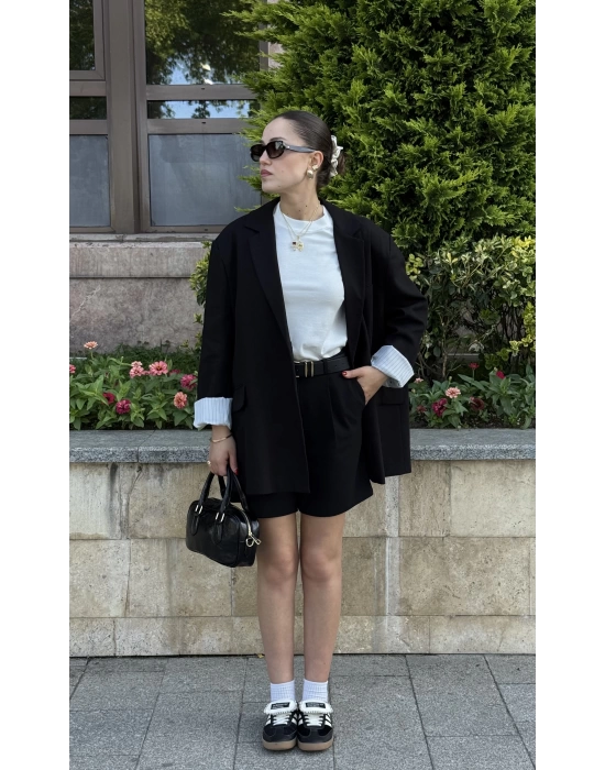 Keten Astarlı Ceket Siyah