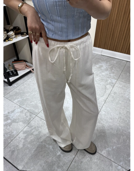 Keten Pantolon Beyaz