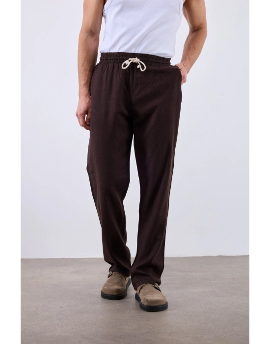 Keten Pantolon Kahve