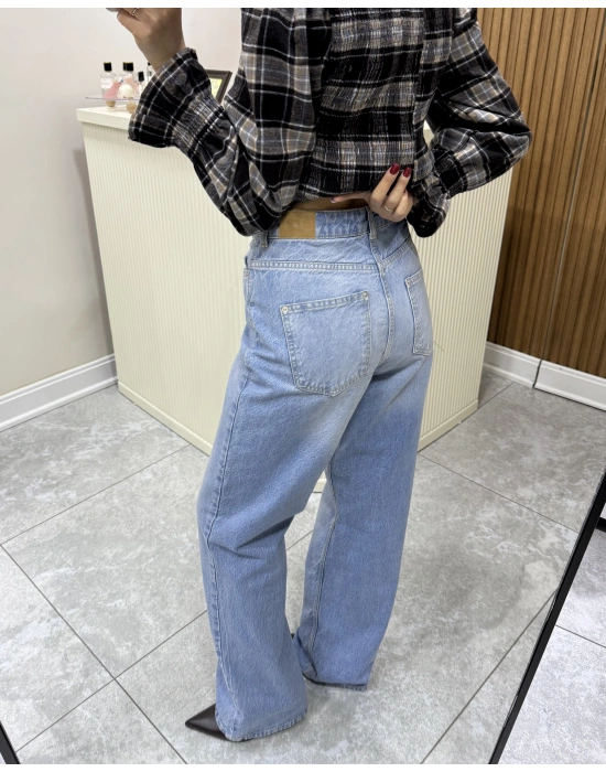 Marka Model Wide Leg Buz Mavisi Jean