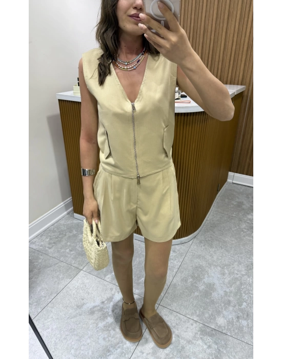 Marka Model Camel Şort-Yelek Takım