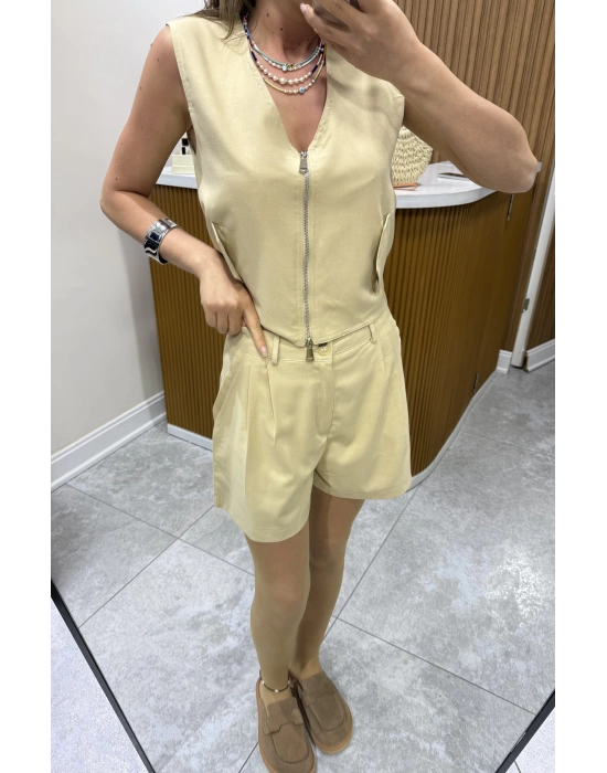 Marka Model Camel Şort-Yelek Takım