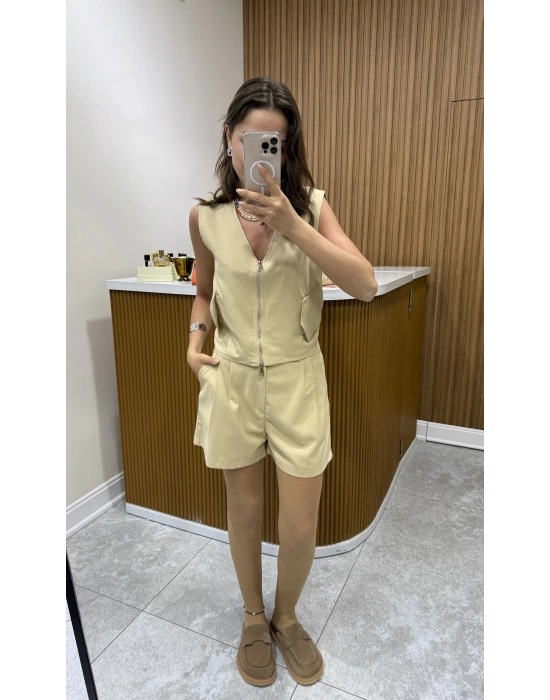 Marka Model Camel Şort-Yelek Takım