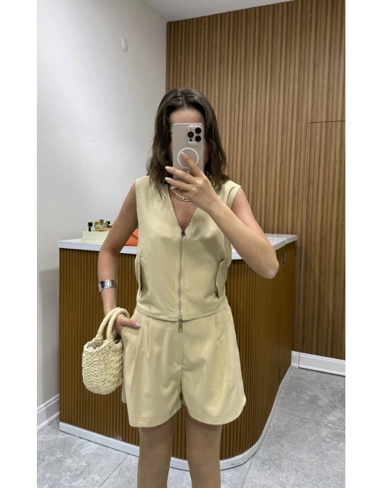 Marka Model Camel Şort-Yelek Takım