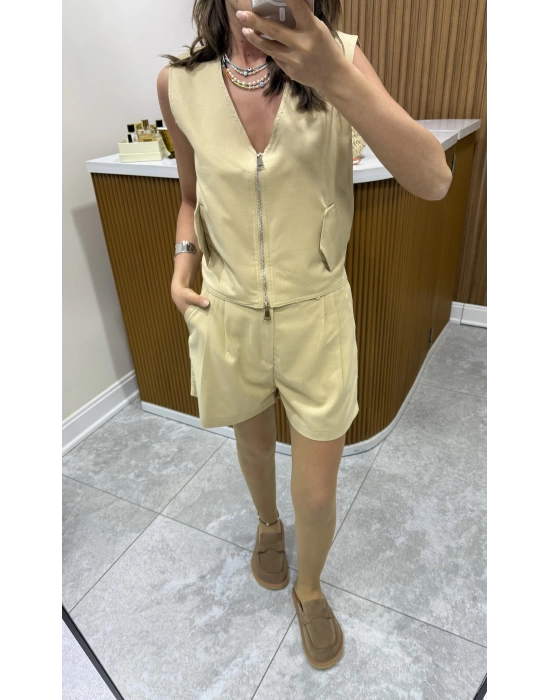 Marka Model Camel Şort-Yelek Takım