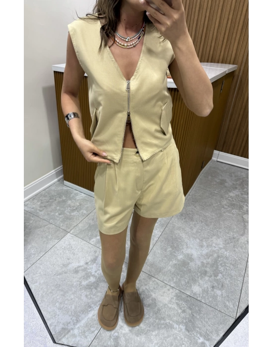 Marka Model Camel Şort-Yelek Takım