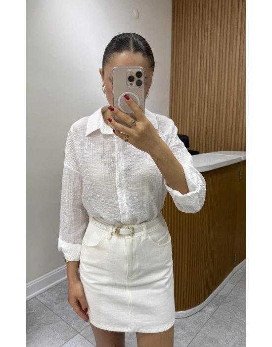 Marka Model Gofre Beyaz Gömlek