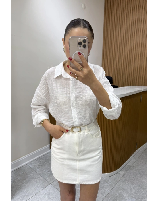 Marka Model Gofre Beyaz Gömlek