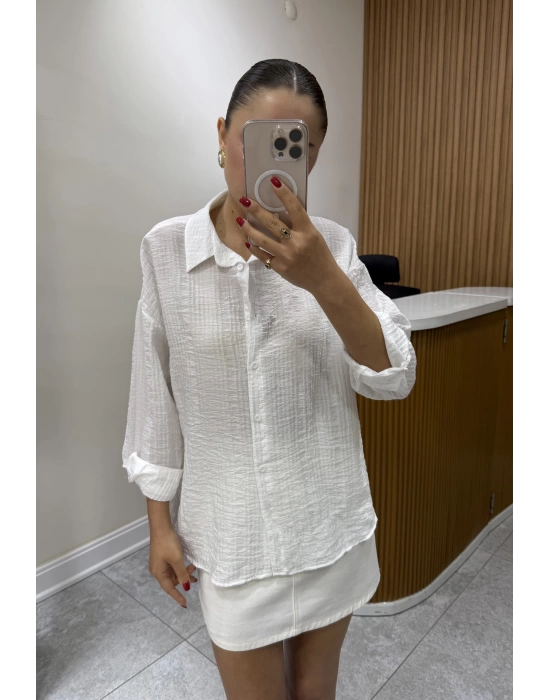 Marka Model Gofre Beyaz Gömlek