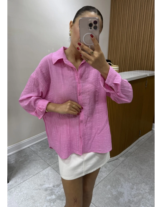 Marka Model Gofre Pembe Gömlek