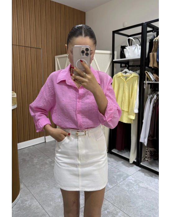 Marka Model Gofre Pembe Gömlek