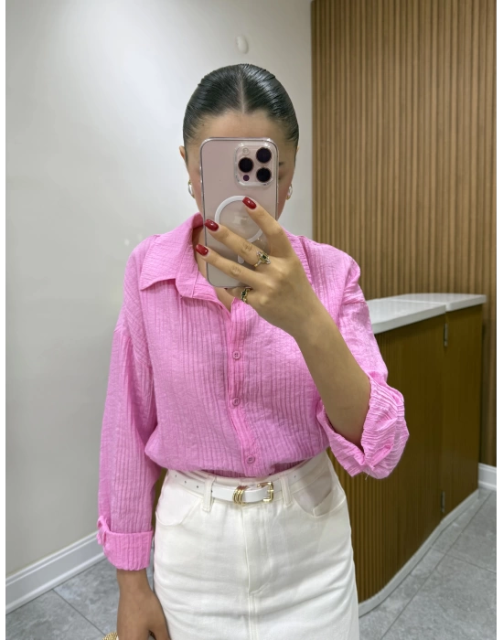 Marka Model Gofre Pembe Gömlek