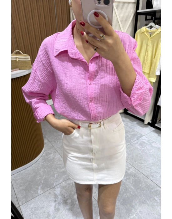 Marka Model Gofre Pembe Gömlek
