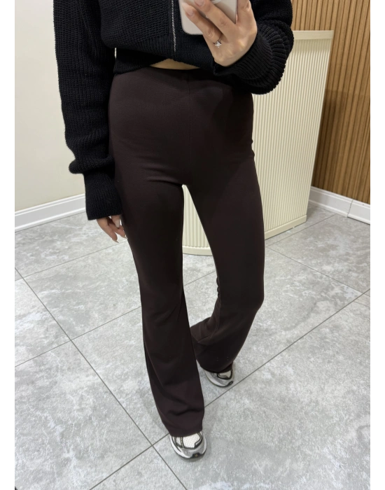 Marka Model İspanyol Paça Tayt Kahve