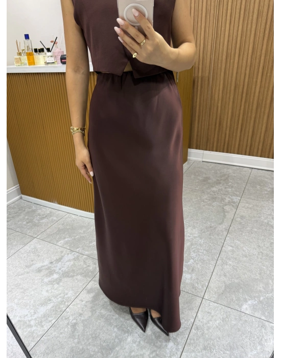 Marka Model Kahve Saten Etek