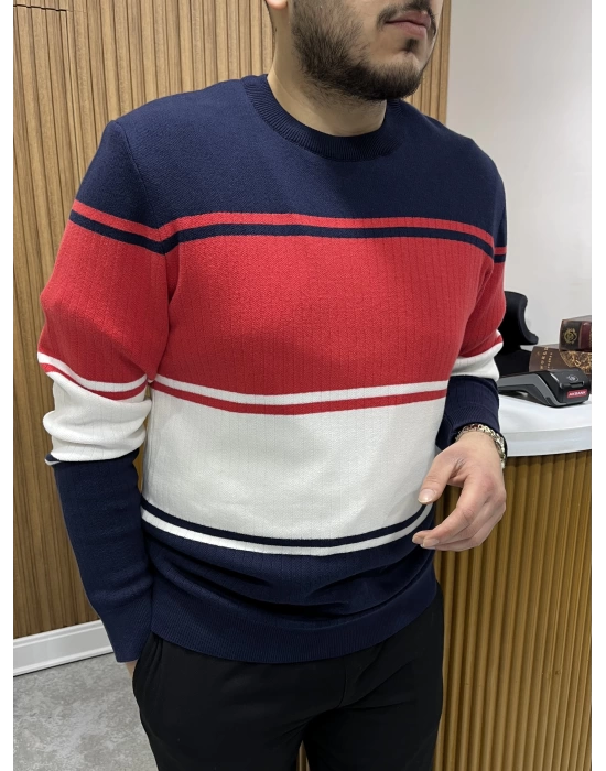 Marka Model Kalın Kırmızı Şeritli Triko