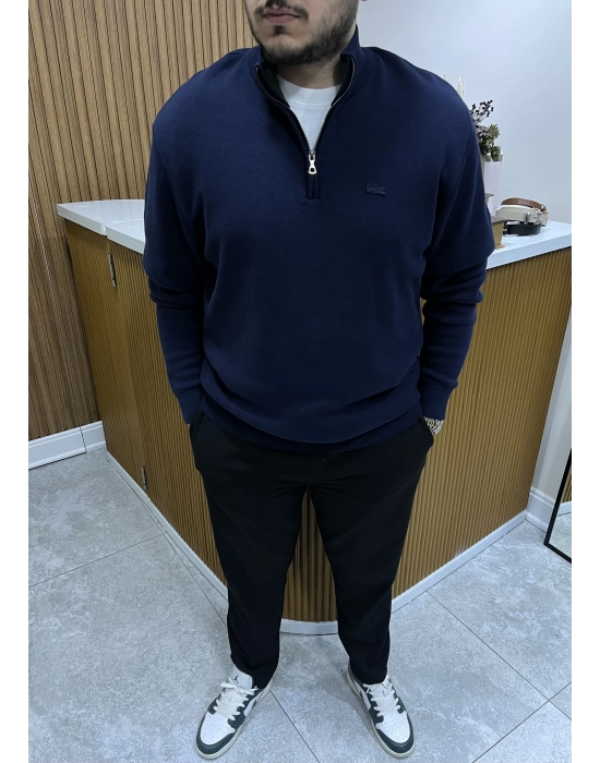 Marka Model Yarım Fermuarlı Triko Lacivert