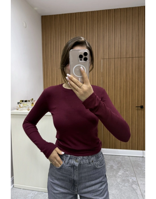 Marka Parmak Geçirmeli Body Bordo