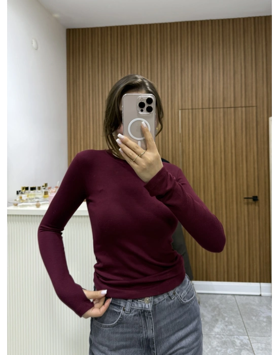 Marka Parmak Geçirmeli Body Bordo