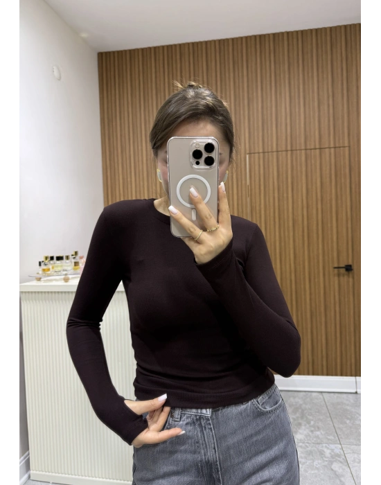 Marka Parmak Geçirmeli Body Kahve