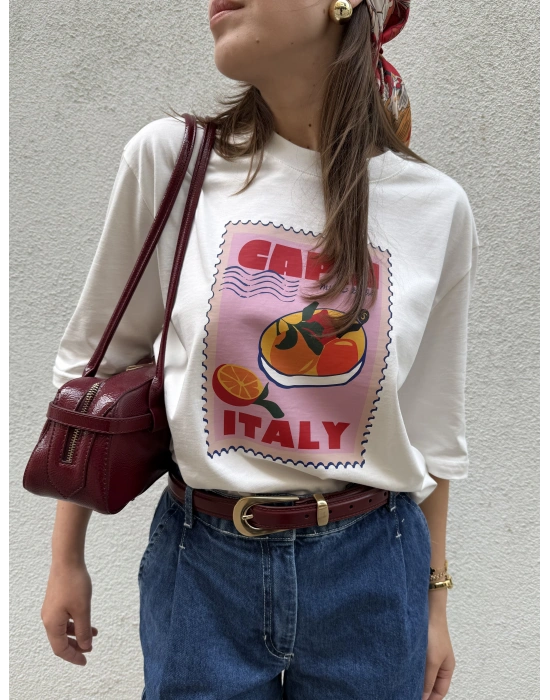 Meyve Baskılı Tshirt Beyaz