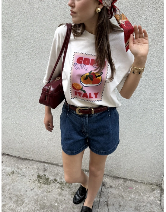 Meyve Baskılı Tshirt Beyaz