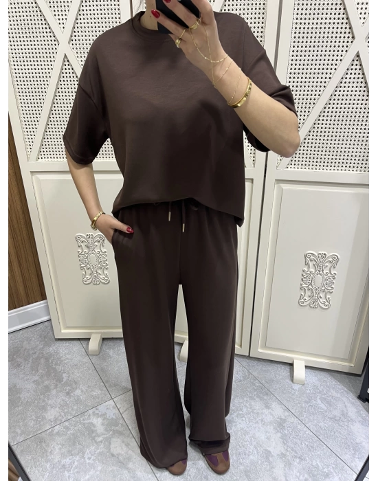 Modal Kumaş Eşofman Takımı Acı Kahve