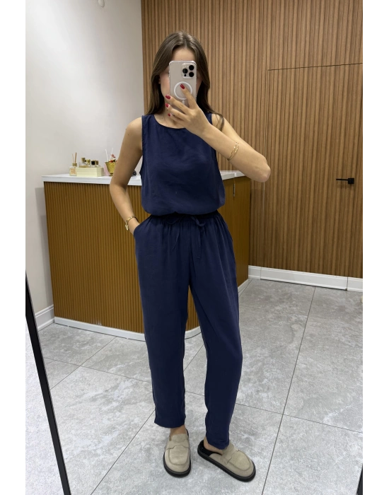 Modal Kumaş Lacivert Askılı Takım