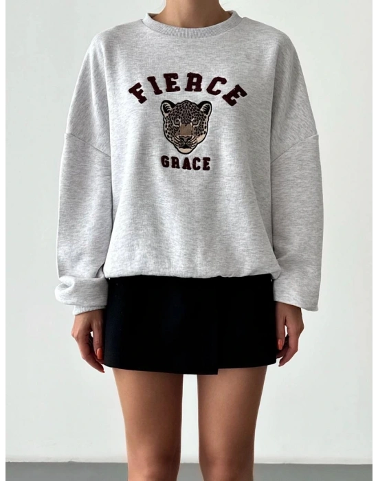 Nakış Detaylı Sweatshirt Gri