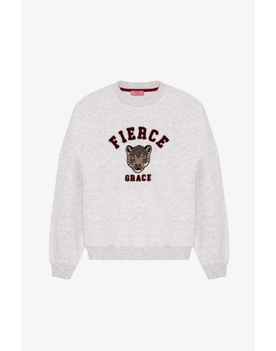 Nakış Detaylı Sweatshirt Gri