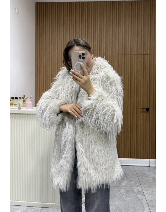 Oversize Kürk Taş Renk