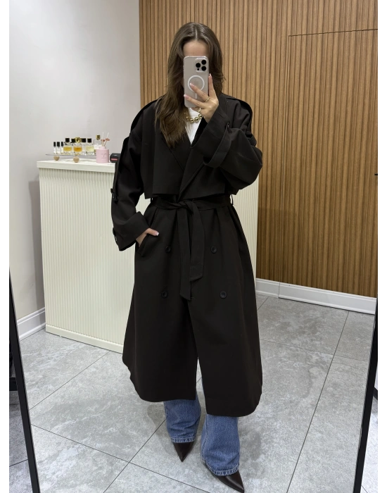 Poliviskon Premium Kahve Trençkot