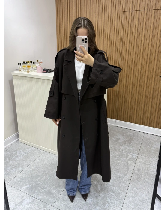 Poliviskon Premium Kahve Trençkot