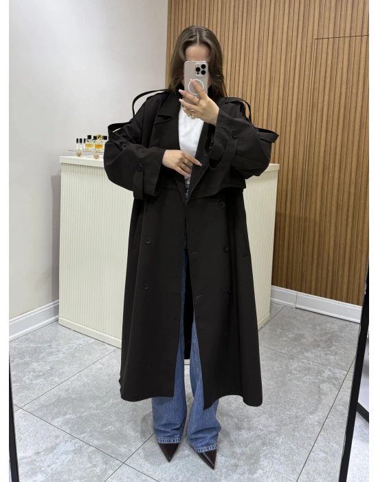 Poliviskon Premium Kahve Trençkot